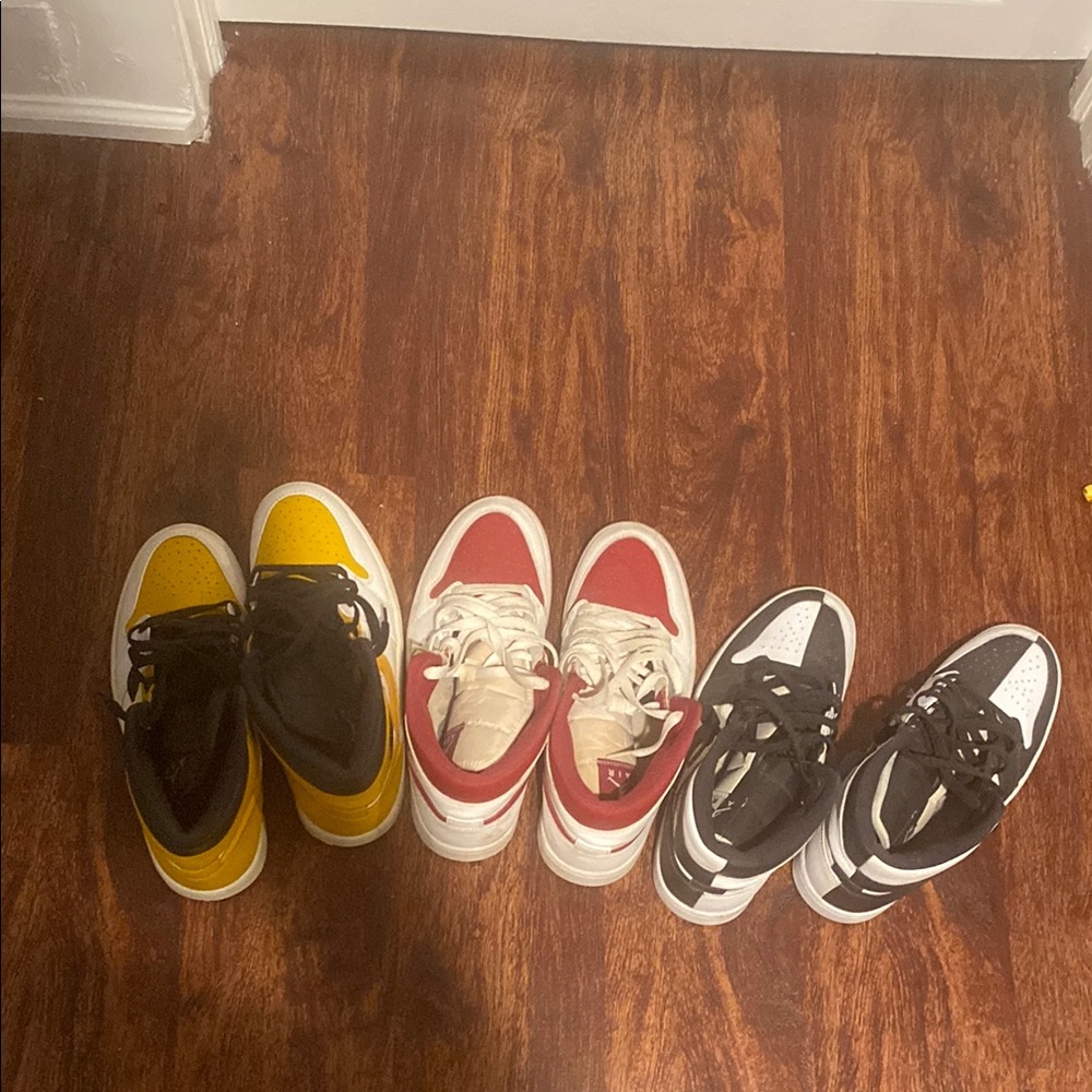 Jordan Yellow and Red Sneakers Classic Low-Top Design